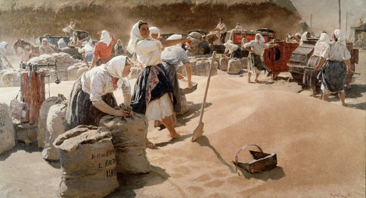 Pintura de grãos (ou pão) por Tatiana Yablonskaya, Realismo Socialista, 1949. de Unknown