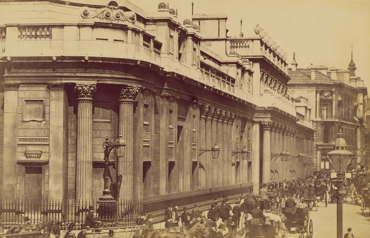 Banco da Inglaterra, Londres, c.1880 (foto sépia) de Unknown