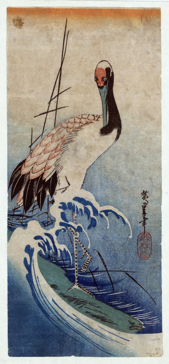 Nami ni Tsuru (guindaste em ondas) de Utagawa Hiroshige