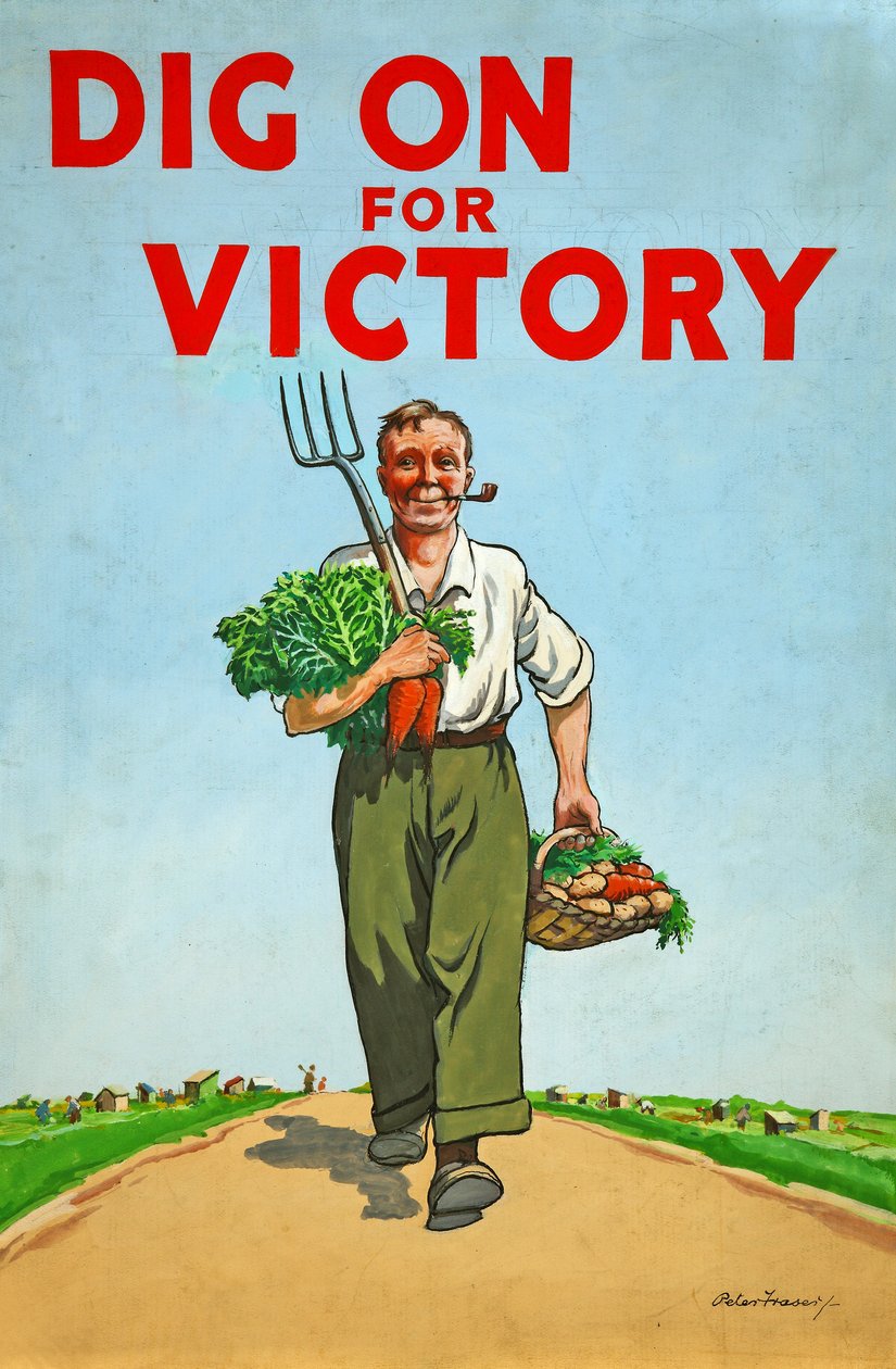 Escavar para o cartaz de propaganda da Segunda Guerra Mundial da Vitória, 1940 de Unknown