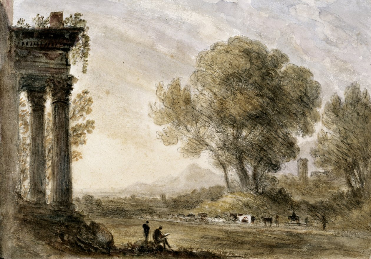 Paisagem no estilo de Claude por William Crotch, 1838. de Unknown