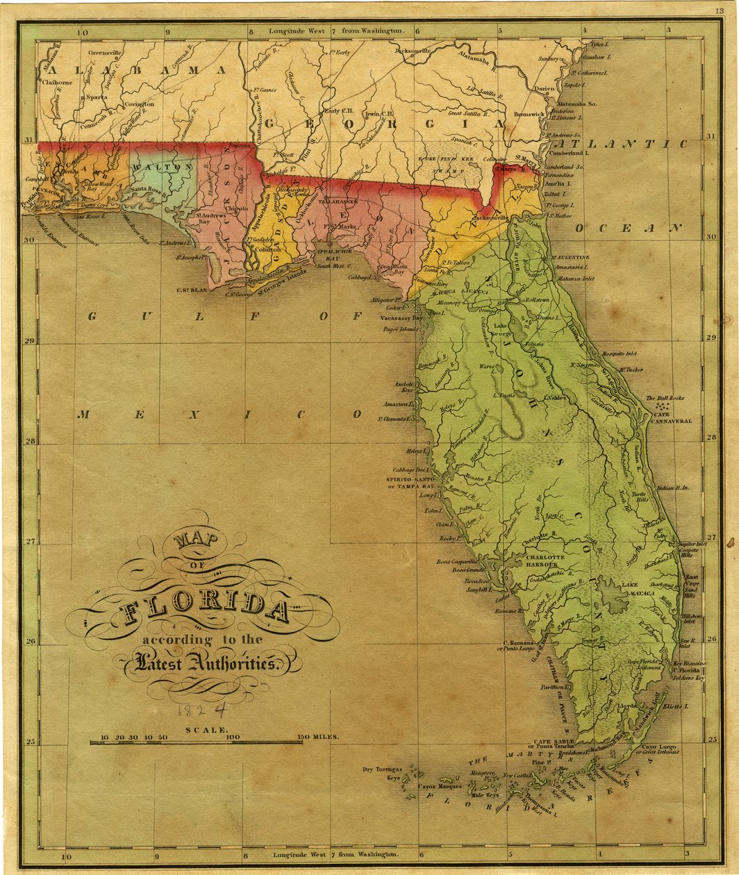 Mapa da Flórida, 1826 de A. Finley
