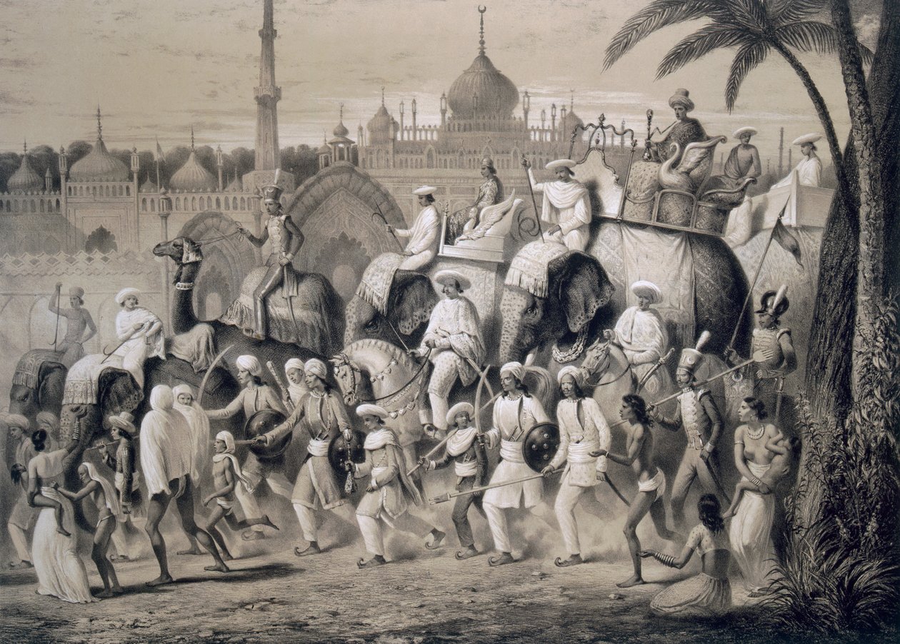 Lucknow, a rua principal, de "Voyages in India", 1859 de A. Soltykoff