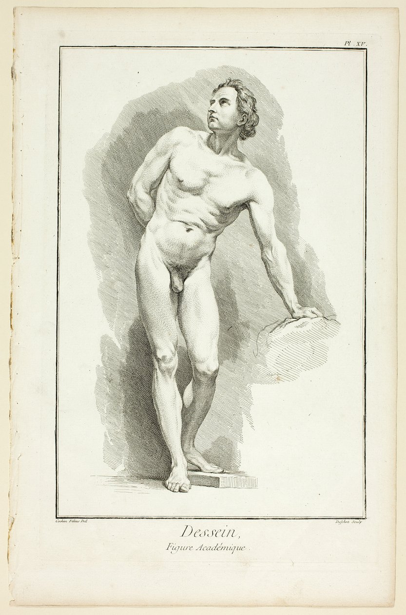 Desenho: Figura académica, da Encyclopédie de A. J. Defehrt