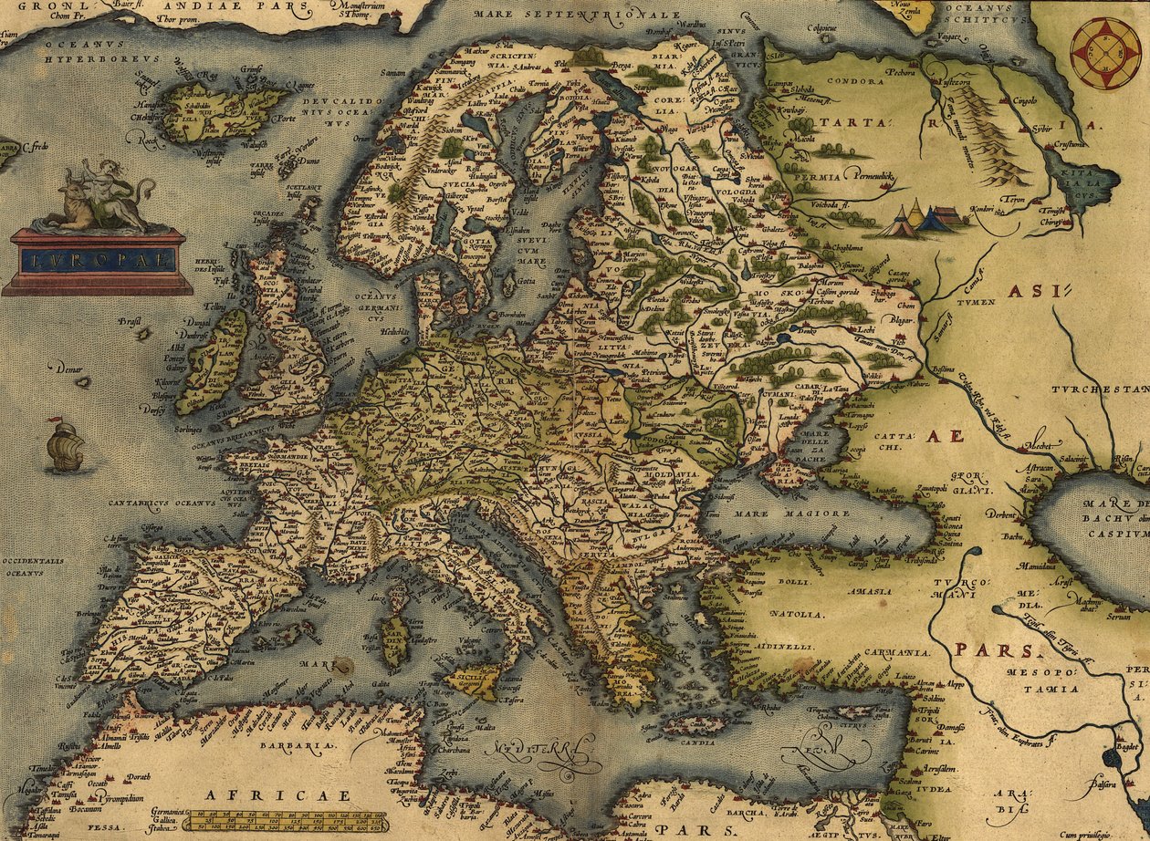 Mapa da Europa de Abraham Ortelius