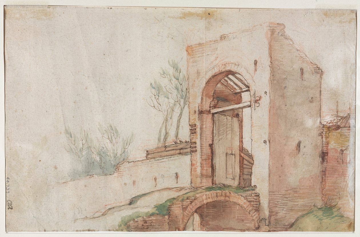 Ponte e Portão (verso) de Abraham Bloemaert