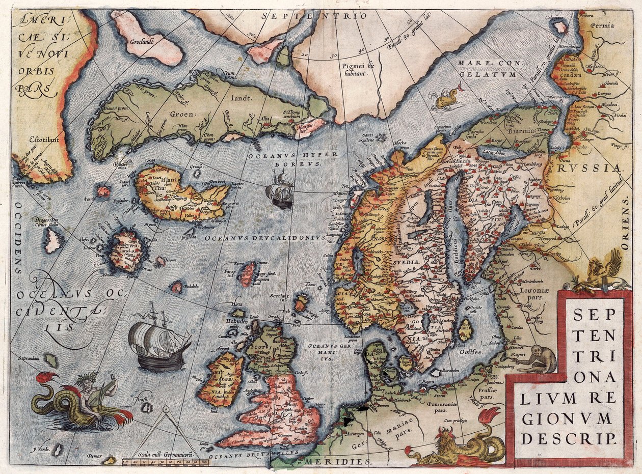 Mapa da Europa de Ortelius de Abraham Ortelius