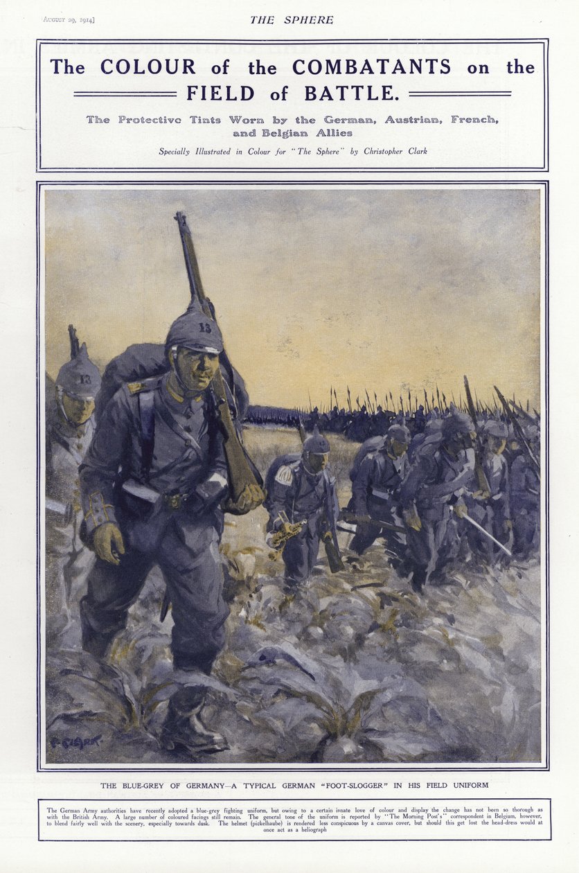 Infantaria alemã em uniforme de campo, Primeira Guerra Mundial, 1914 de Addison Thomas Millar