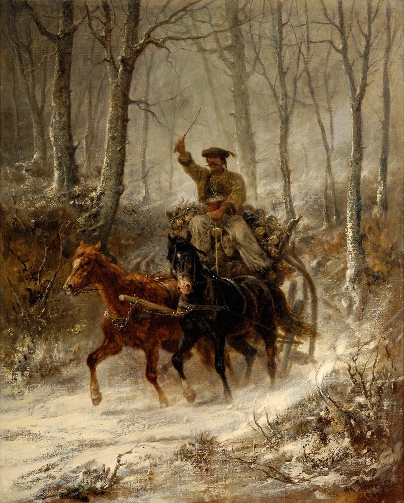 Equipe de Gelding no inverno de Adolf Schreyer