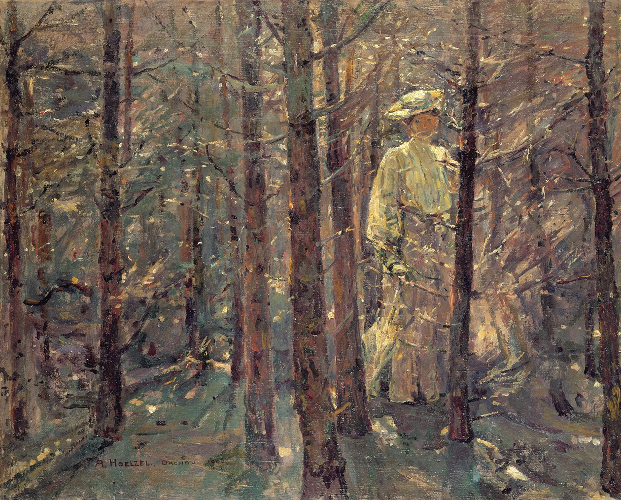 Mulher em uma madeira, 1906 de Adolf Hoelzel