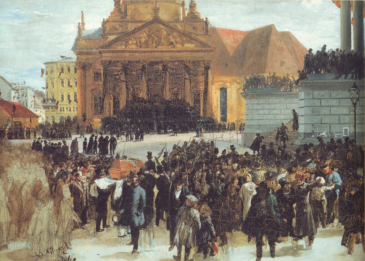 Aufbahrung março caído de Adolph Menzel