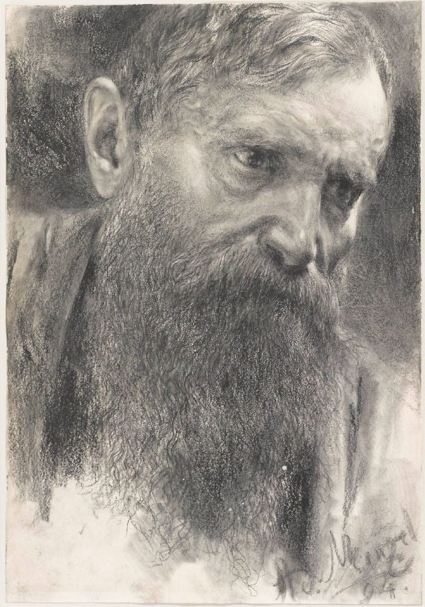 Cabeça, homem, barba de Adolph Menzel