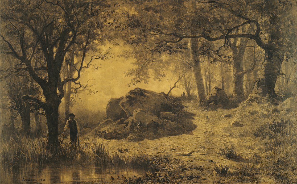 Lagoa na orla da floresta de Adolphe Appian