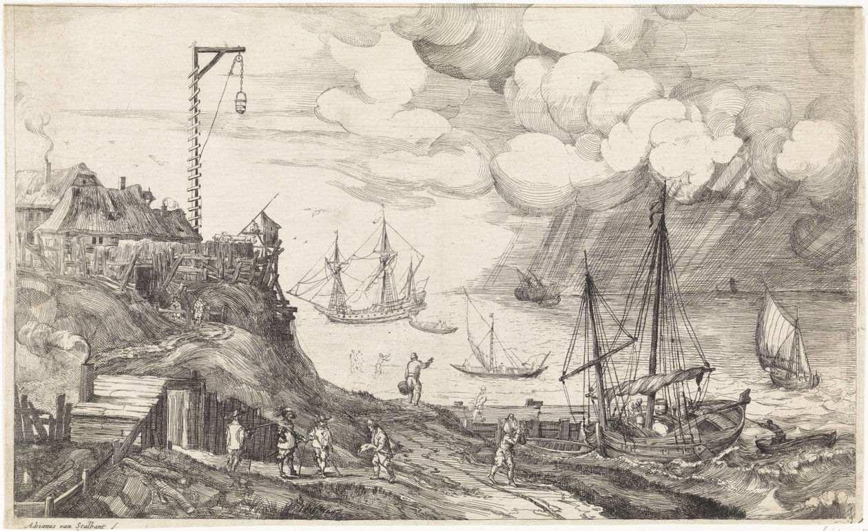 Navios antes da costa de Adriaen van Stalbemt