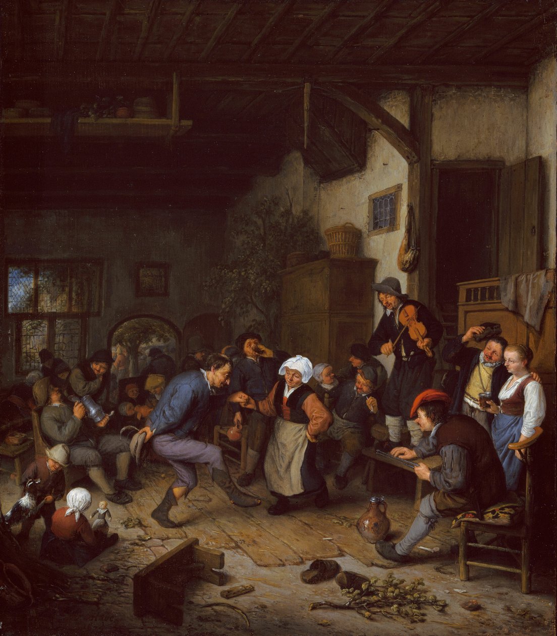 Alegres em uma pousada de Adriaen van Ostade