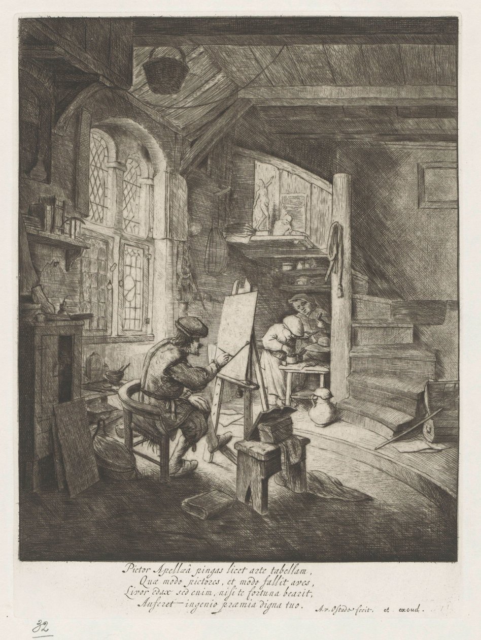 Pintor em seu estúdio de Adriaen van Ostade