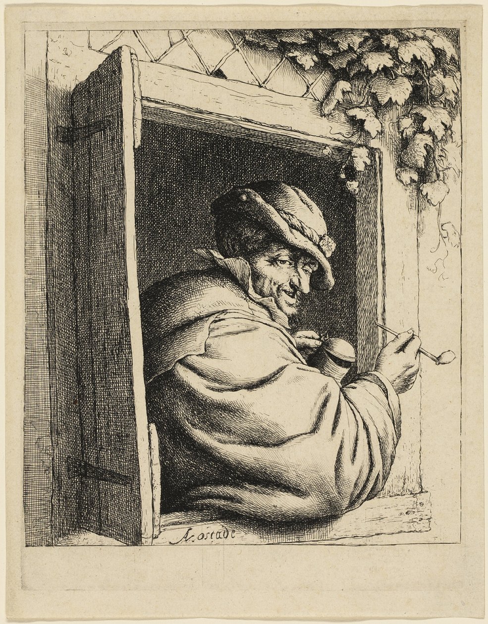 O fumante na janela de Adriaen van Ostade