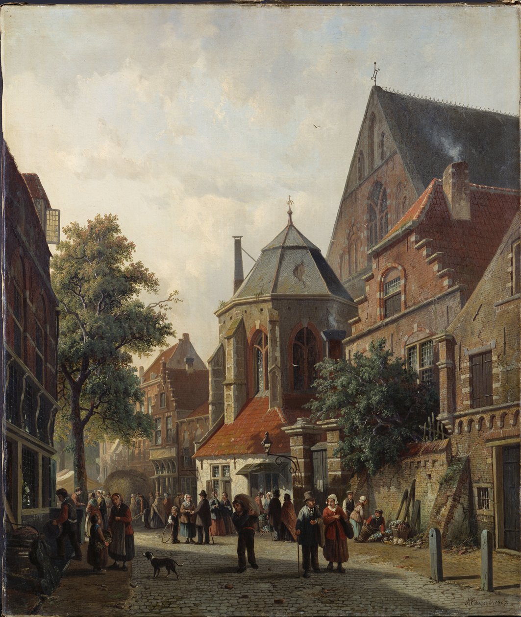 Uma cena de rua holandesa, 1867 de Adrianus Eversen