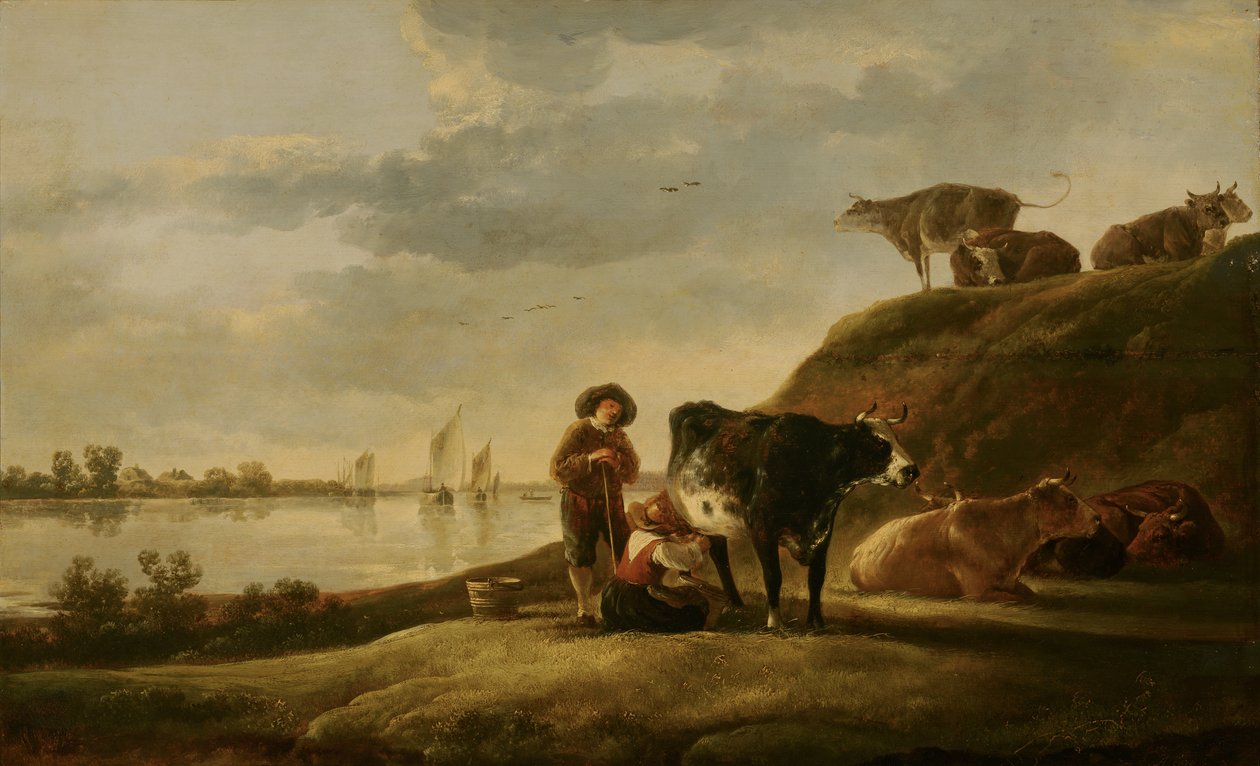 Gado à beira de um rio de Aelbert Cuyp