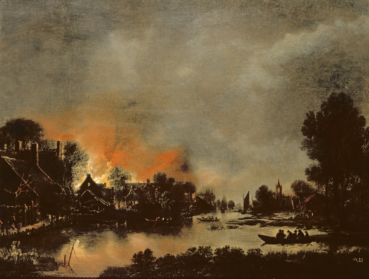 Aldeia em chamas de Aert van der Neer