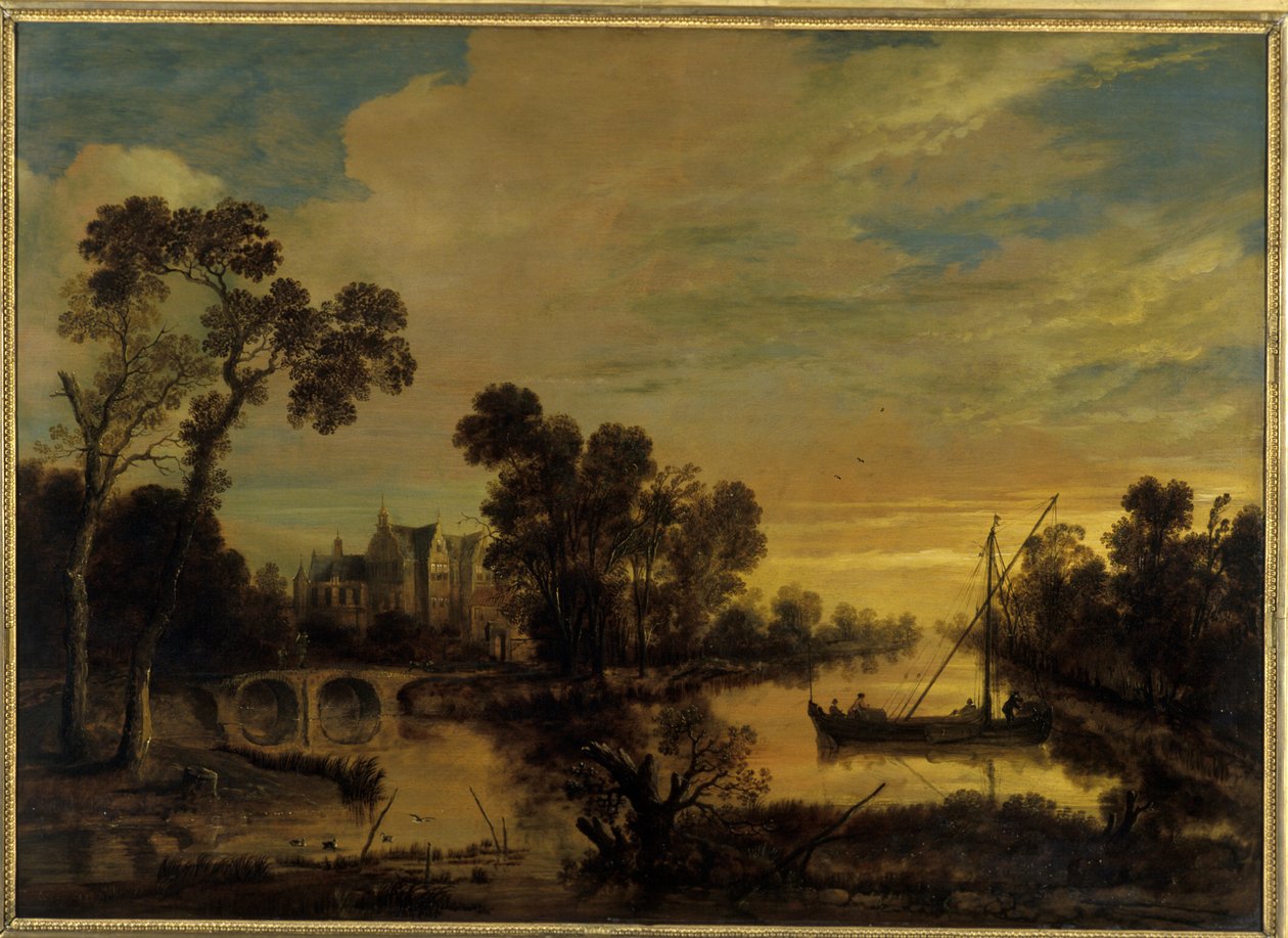 Paisagem com Canal, 1643 de Aert van der Neer