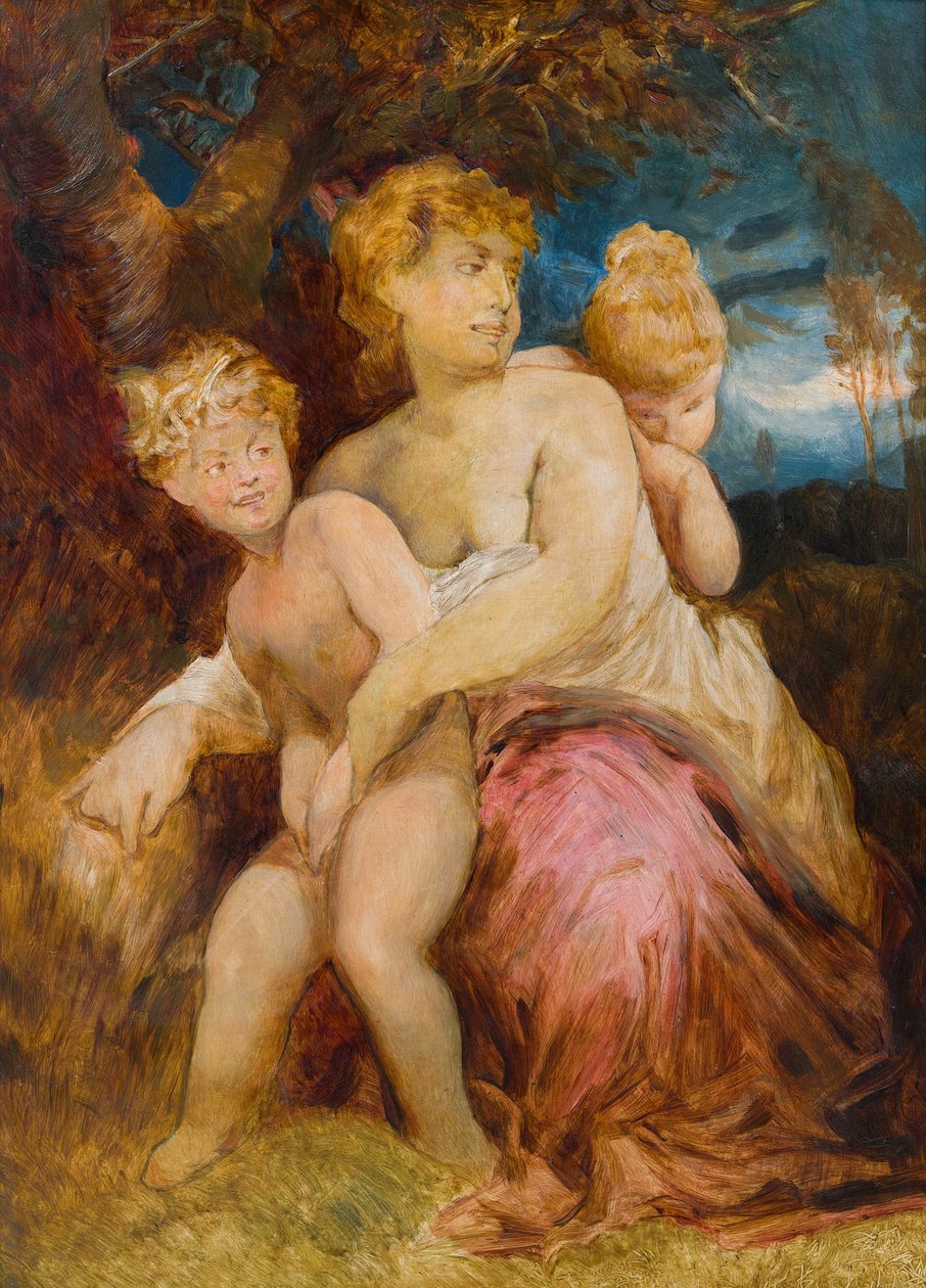 Ninfa com filhos de After Hans Makart