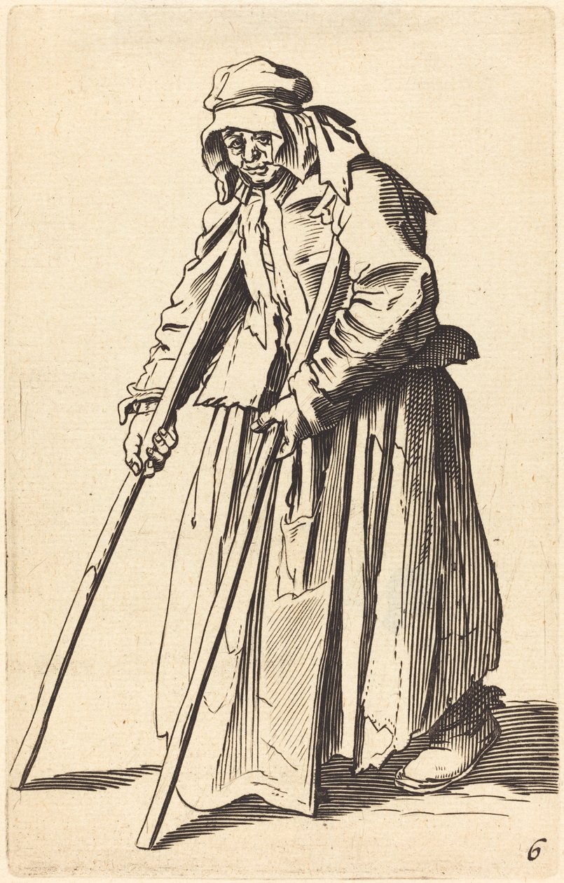 Mendiga com muletas de After Jacques Callot