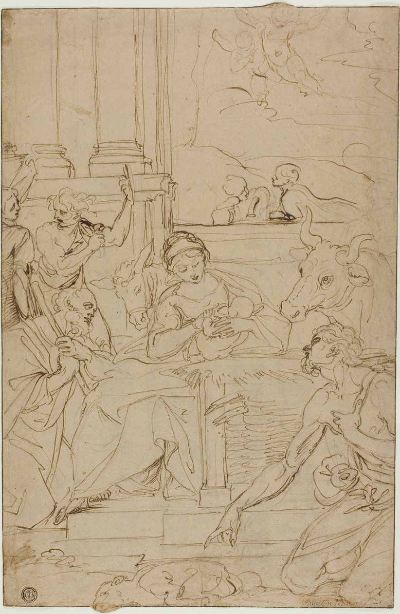 Adoração dos pastores de Agostino Carracci