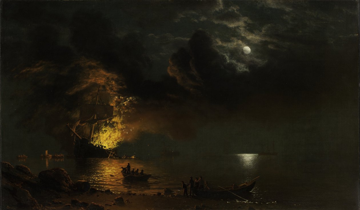 O navio ardente, 1869 de Albert Bierstadt