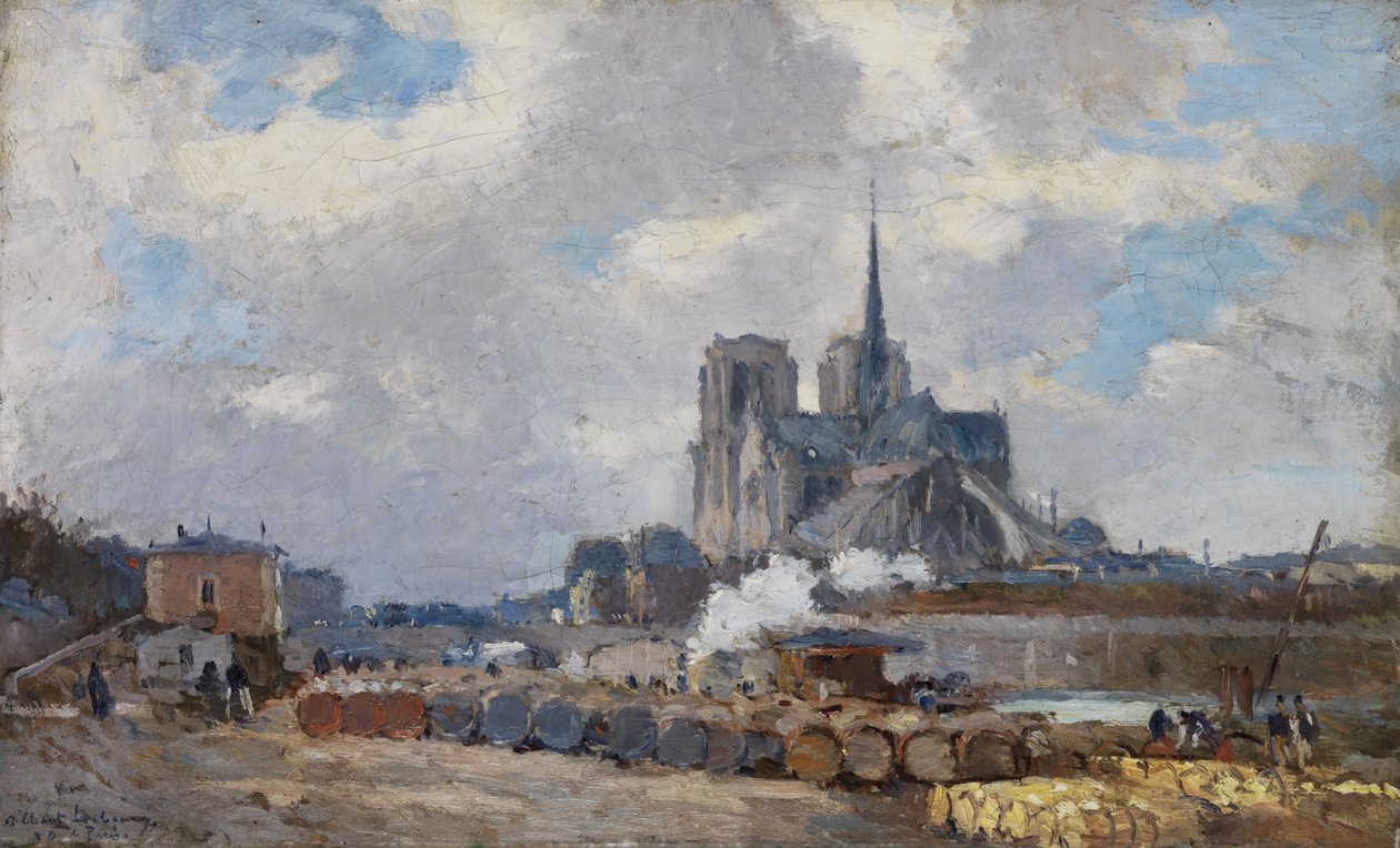 Notre Dame de Paris, visto do Quai de la Tournelle de Albert Charles Lebourg