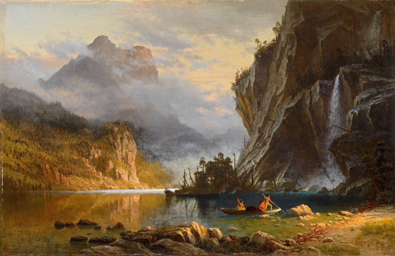 Índios Pesca com lança de Albert Bierstadt