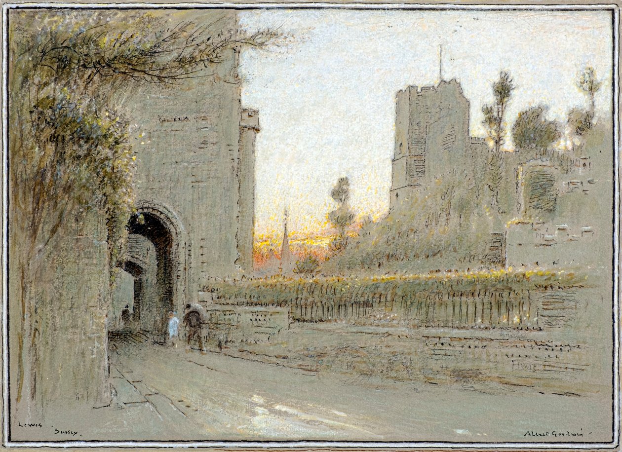 Lewes, Sussex (aguarela) de Albert Goodwin