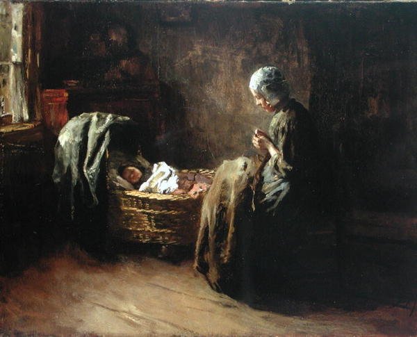 Cena interior (óleo sobre tela) de Albert Neuhuys