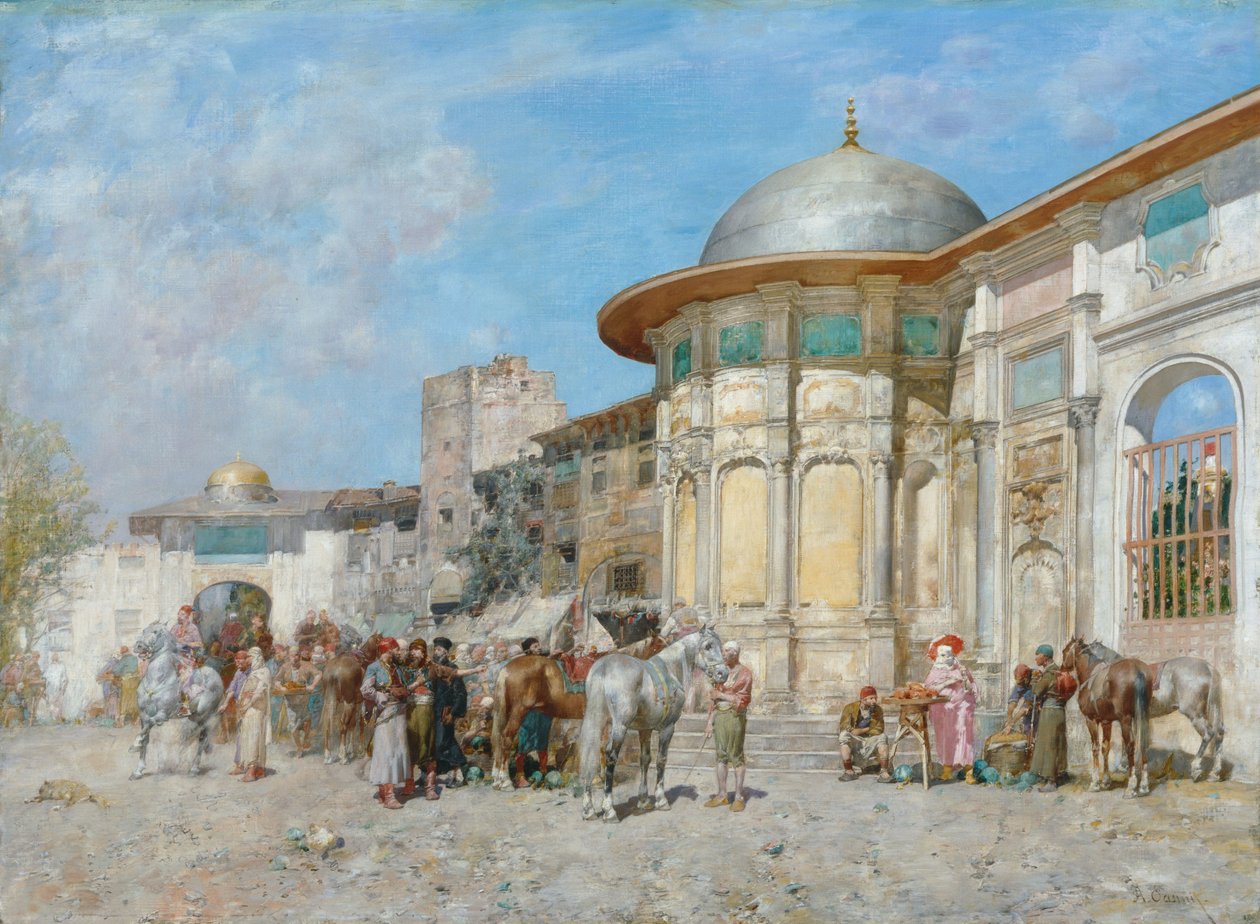 Mercado de cavalos, Síria de Alberto Pasini