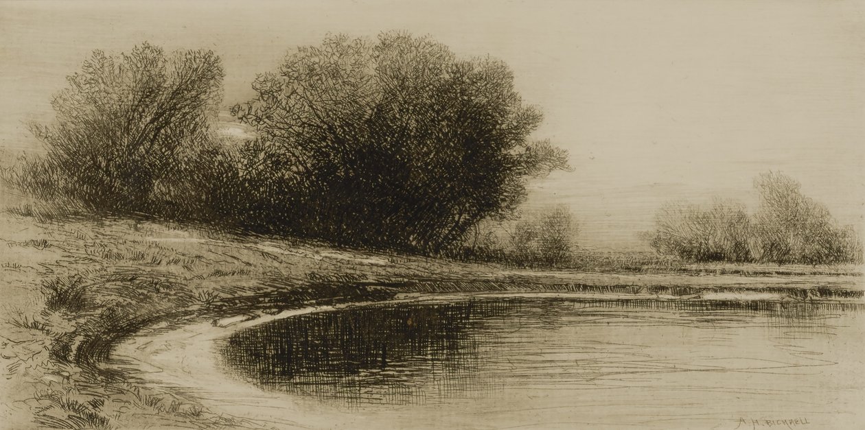 Lago e árvores de Albion Harris Bicknell