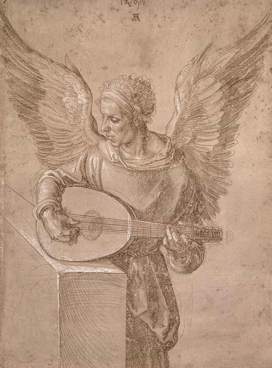 Anjo tocando alaúde, 1491 de Albrecht Dürer