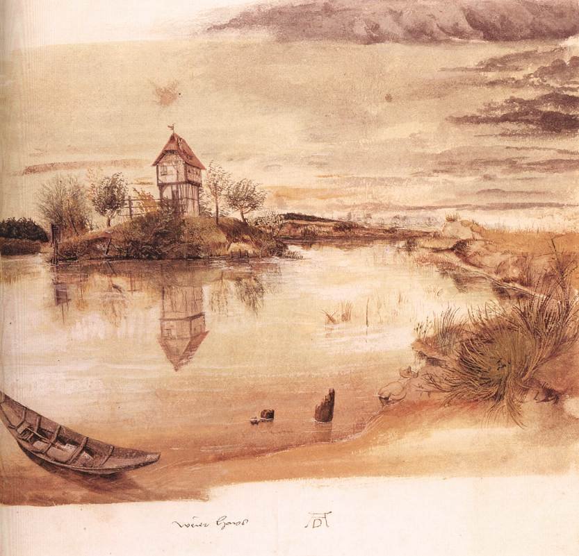 Casa por uma lagoa de Albrecht Dürer