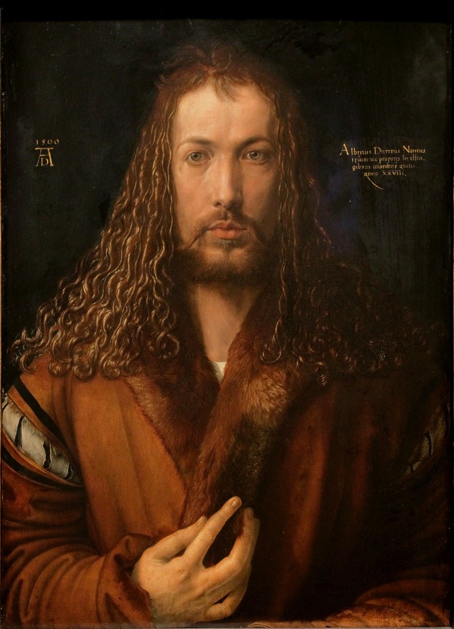 Selfportrait em saia de pele de Albrecht Dürer
