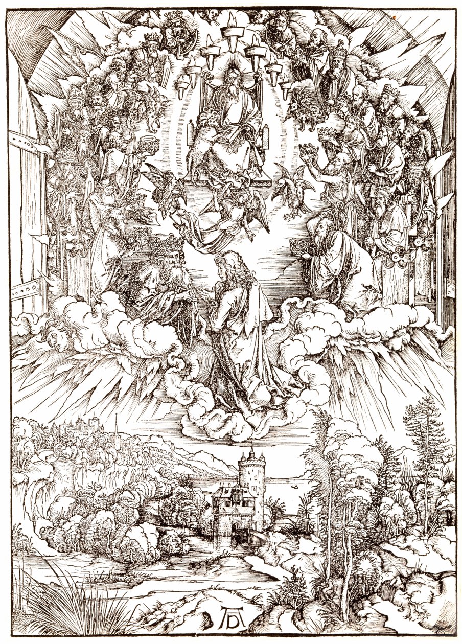 São João diante de Deus e os Anciões, de Apocalipse, c.1496-98 de Albrecht Dürer