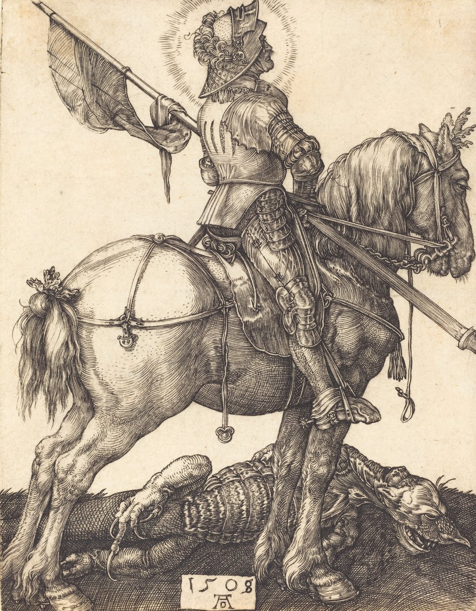 São Jorge a cavalo, 1508. de Albrecht Dürer