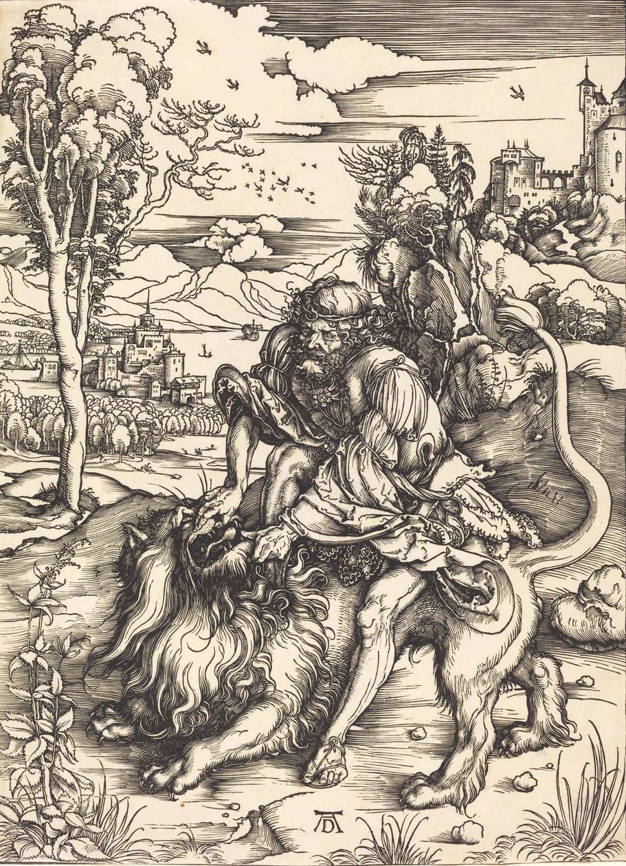 Sansão lutando com o leão, c. 14971498. de Albrecht Dürer