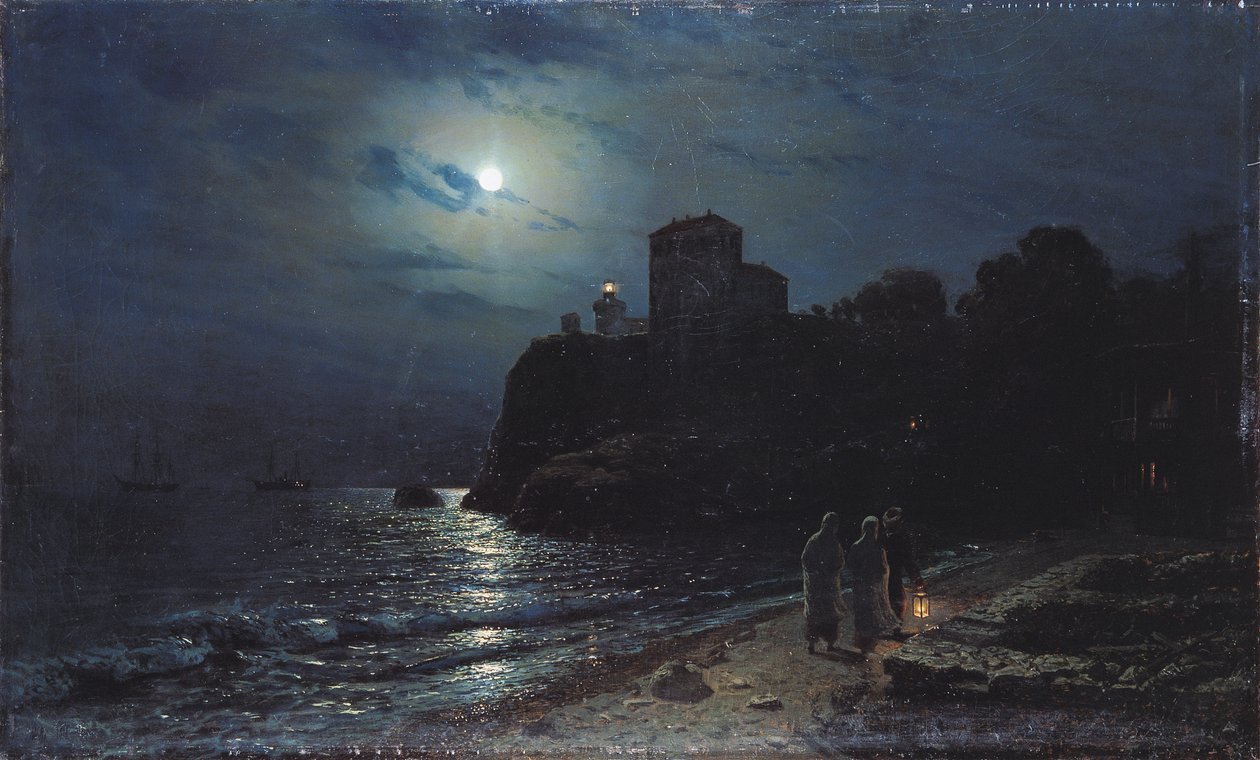 Luar à beira de um lago, 1870 de Alexei Kondratjewitsch Sawrassow