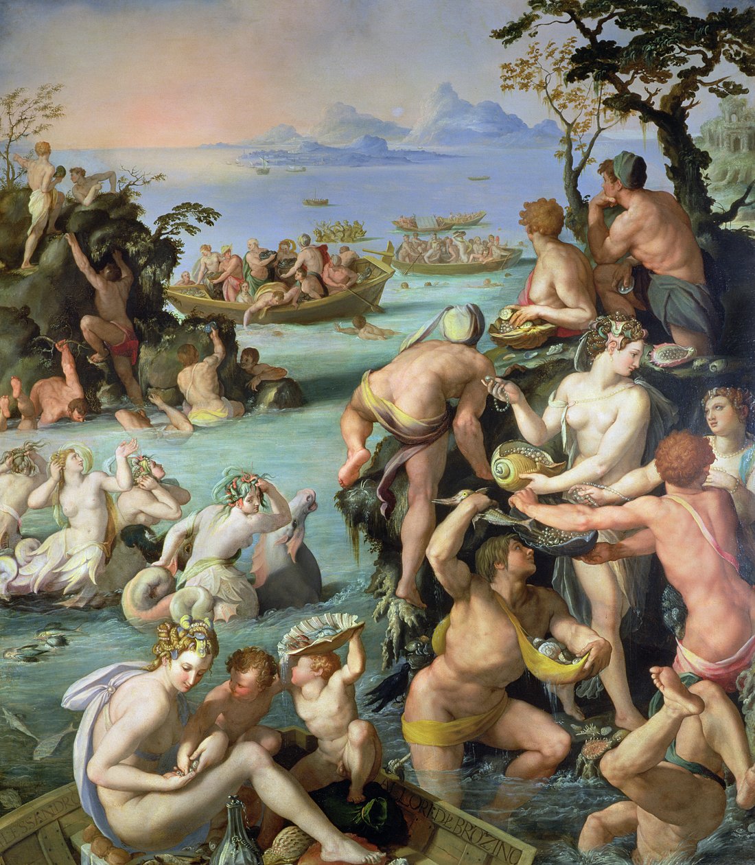 The Pearl Fishers, 1572 (ardósia) de Alessandro Allori