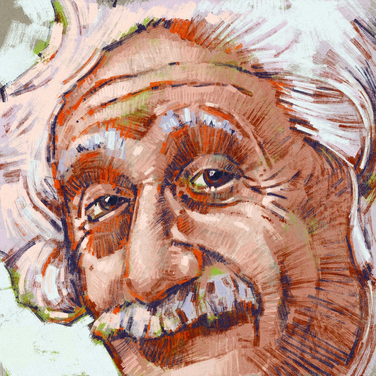 Retrato do cientista Albert Einstein (ilustração) de Alessandro Lonati