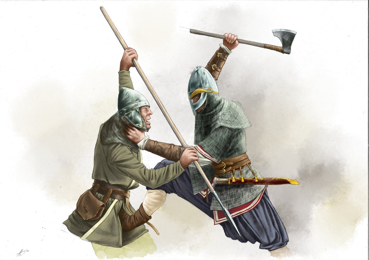 Combate de guerreiros vikings de Alessandro Lonati