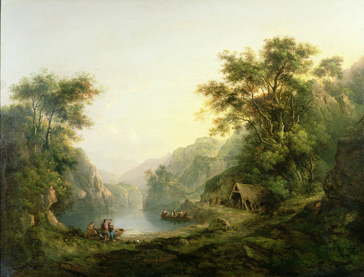 A, pesca, partido, loch, katrine, escócia de Alexander Nasmyth