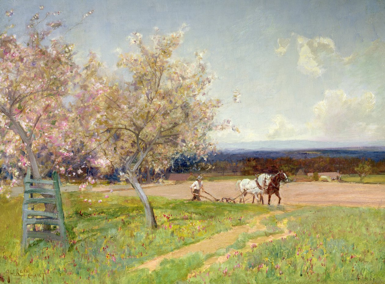 Lavoura de primavera, c.1900 de Alfred East