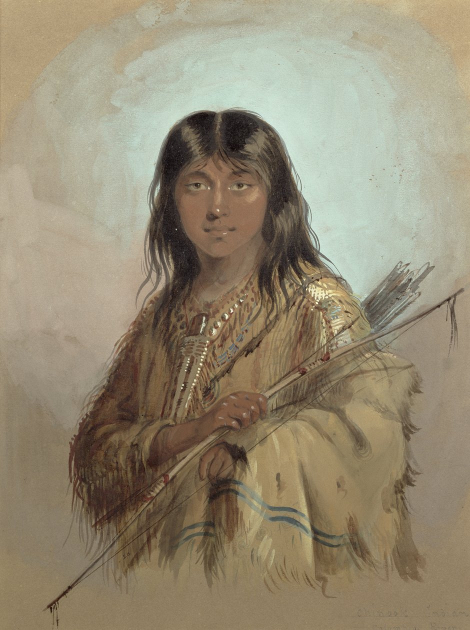 Chinook Indian, Rio Columbia de Alfred Jacob Miller