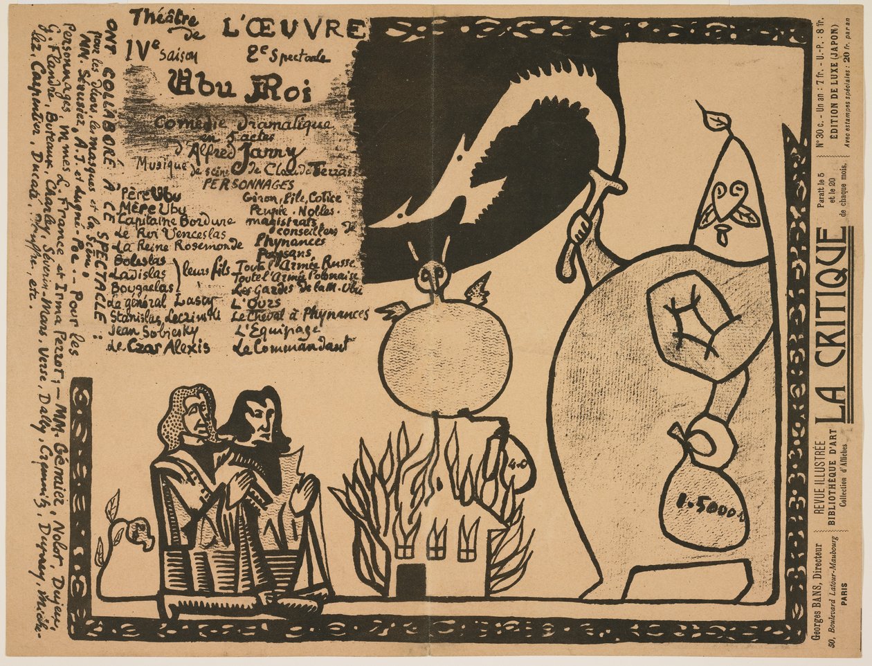 Programa para Ubu Roi, 1896 de Alfred Jarry