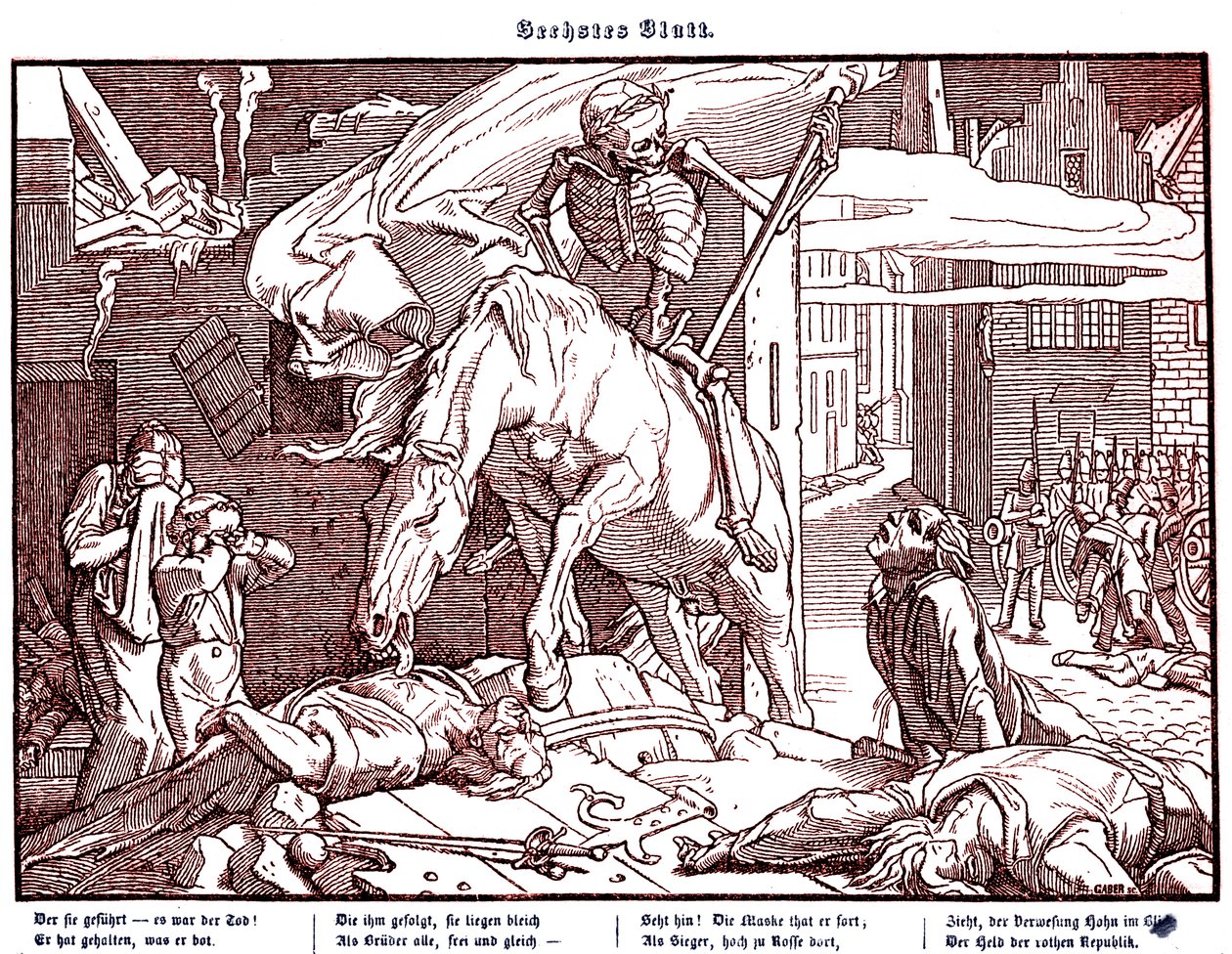 Totentanz 1848: Morte como um herói republicano de Alfred Rethel